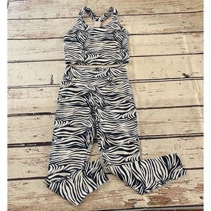 KYODAN Crop Tank‎ Sports Bra & Leggings Blue and White Size Medium Set Women's